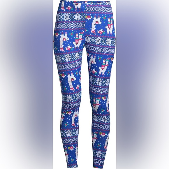 NWT Festive Christmas Holiday Llama No Boundaries  Leggings - Picture 2 of 8